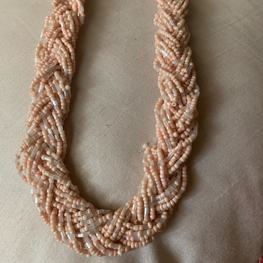 Multi Strand Beaded Pink Bulky Necklace, 2010s